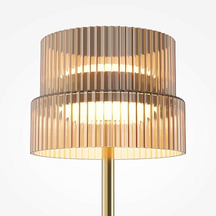 Scala table lamp with ribbed glass shade and brass finish, modern ambient lighting