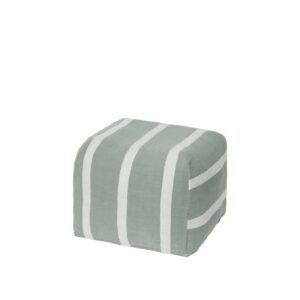 green striped pouf in cotton linen fabric square soft seating stool