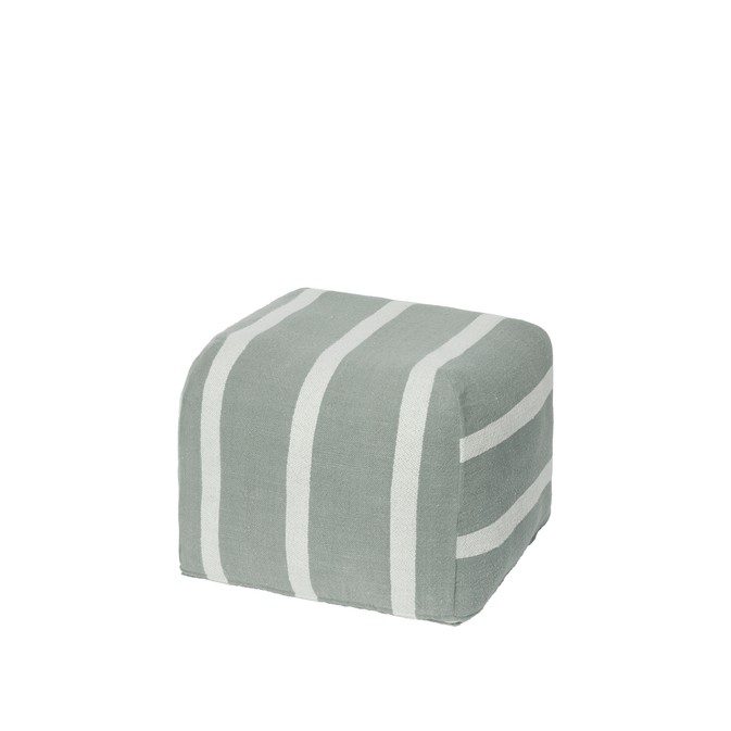 green striped pouf in cotton linen fabric square soft seating stool