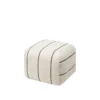 beige striped pouf in cotton linen fabric square soft seating stool