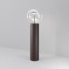 outdoor bollard light with clear glass globe and bronze finish, modern garden pathway lighting