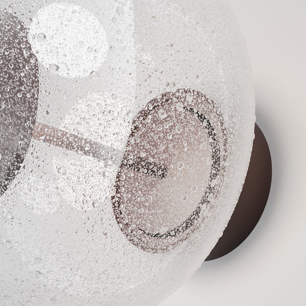 outdoor globe wall light with clear glass shade and bronze finish, modern exterior lighting