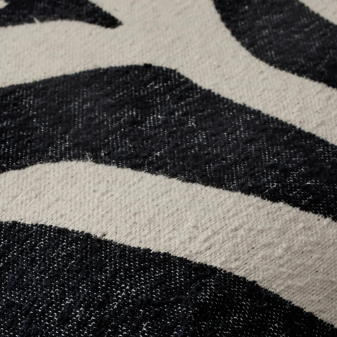 close upof the pattern fabric of the zebra pouf
