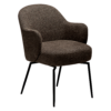 The Bae Swivel armchair with black met al legs in major brown boucle fabric