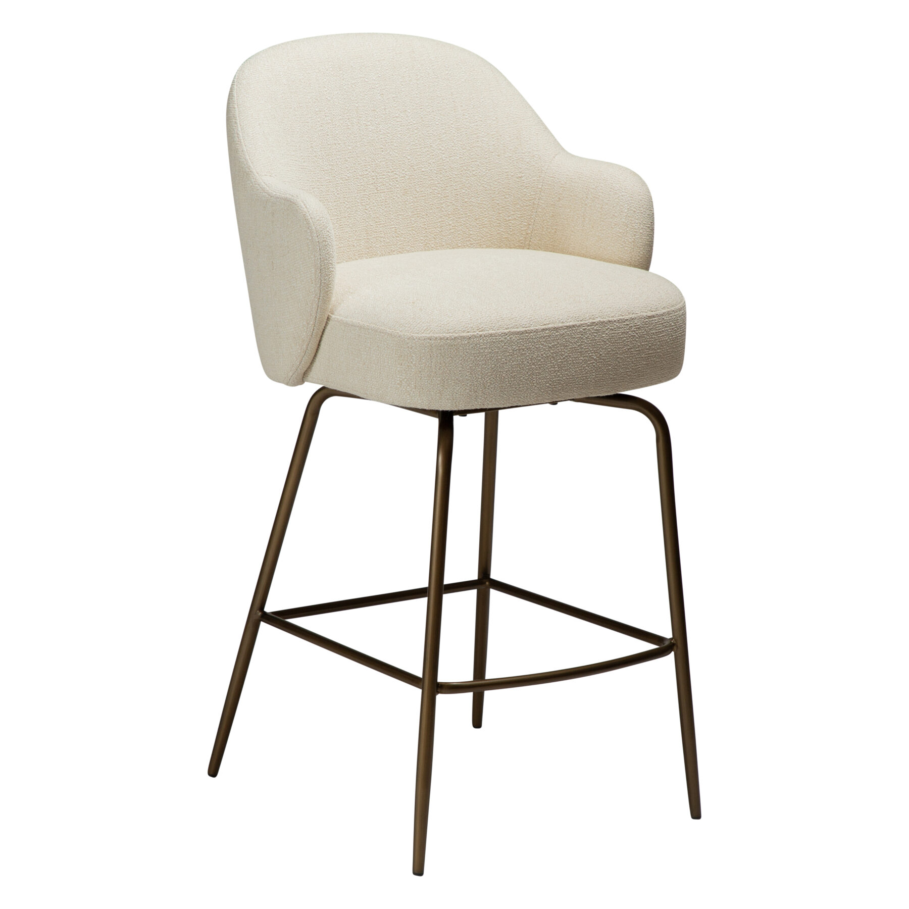 bae-swivel-counter-stool-simply-beige-bouclé-w-antique-brass-swivel-legs_300208343-01-main Main image of the bae swivel counter stool in simply beige boucle fabric with antique brass legs