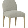 Cumbria light green and ivory upholstered dining chair with a rounded backrest, padded seat, and light oak-coloured wooden legs on a white background.