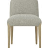 Cumbria light green and ivory upholstered dining chair with a rounded backrest, padded seat, and light oak-coloured wooden legs on a white background.