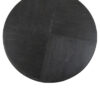 Diros black round dining table with a sculptural open base, visible wood grain detail, and modern dark finish on a white background.