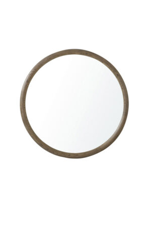 Elara medium round oak mirror with a natural wood frame and circular design, measuring 100cm in diameter, ideal for hallways, living rooms, bedrooms, and contemporary interiors