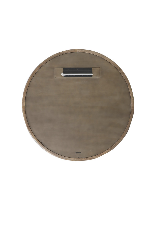 Elara medium round oak mirror with a natural wood frame and circular design, measuring 100cm in diameter, ideal for hallways, living rooms, bedrooms, and contemporary interiors