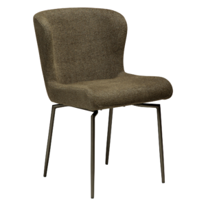 The main image of the glam chair swivel in dark olive with antique pewter legs.