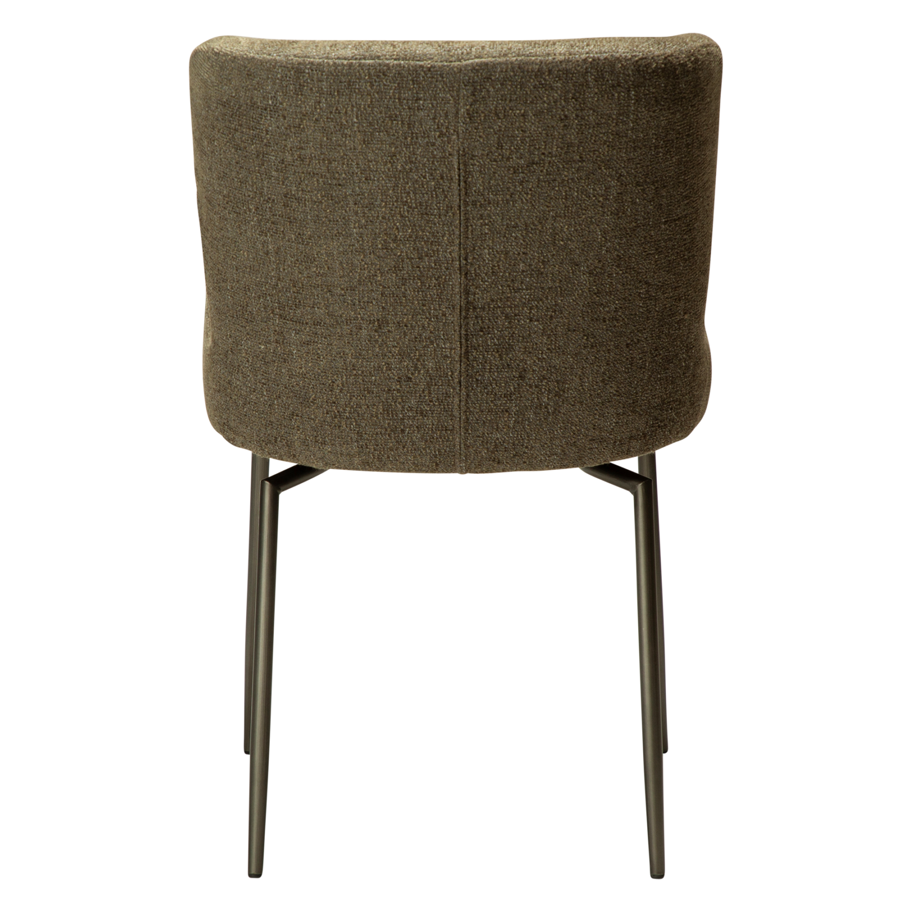 glam-chair-swivel-dark-olive-w-antique-pewter-swivel-legs_100208303-04-back Rear view of the glam swivel chair in dark olive with antique pewter legs.
