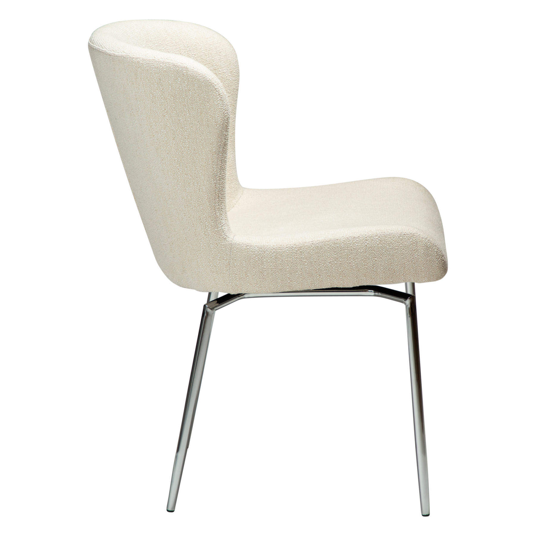 glam-chair-swivel-simply-beige-boucle-w-chrome-swivel-legs_100208323-03-profile Side image of the glam chair swivel in simply beige boucle fabric with chrome legs.