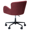 GLAM office armchair upholstered in Merlot fabric with a height-adjustable swivel base, castors, and sculptural curved design.