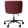 GLAM office armchair upholstered in Merlot fabric with a height-adjustable swivel base, castors, and sculptural curved design.