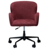 GLAM office armchair upholstered in Merlot fabric with a height-adjustable swivel base, castors, and sculptural curved design.