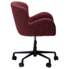 GLAM office armchair upholstered in Merlot fabric with a height-adjustable swivel base, castors, and sculptural curved design.