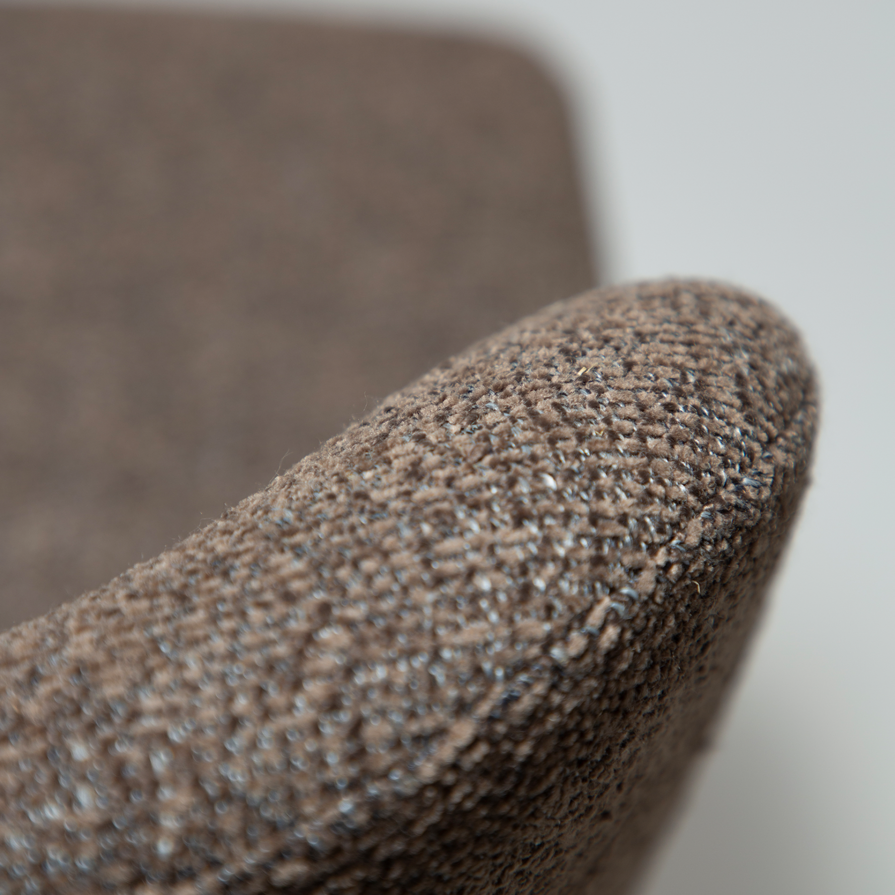glory-counter-stool-major-brown-fabric GLORY counter stool upholstered in Major Brown fabric with a curved backrest and contemporary design for kitchen islands and breakfast bars.