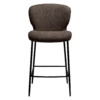 glory-counter-stool-major-brown-front GLORY counter stool upholstered in Major Brown fabric with a curved backrest and contemporary design for kitchen islands and breakfast bars.