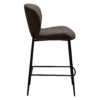 glory-counter-stool-major-brown-side GLORY counter stool upholstered in Major Brown fabric with a curved backrest and contemporary design for kitchen islands and breakfast bars.