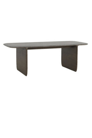 Howitt walnut oak rectangular dining table with bold panel legs, softened edges, and visible wood grain detail on a white background.