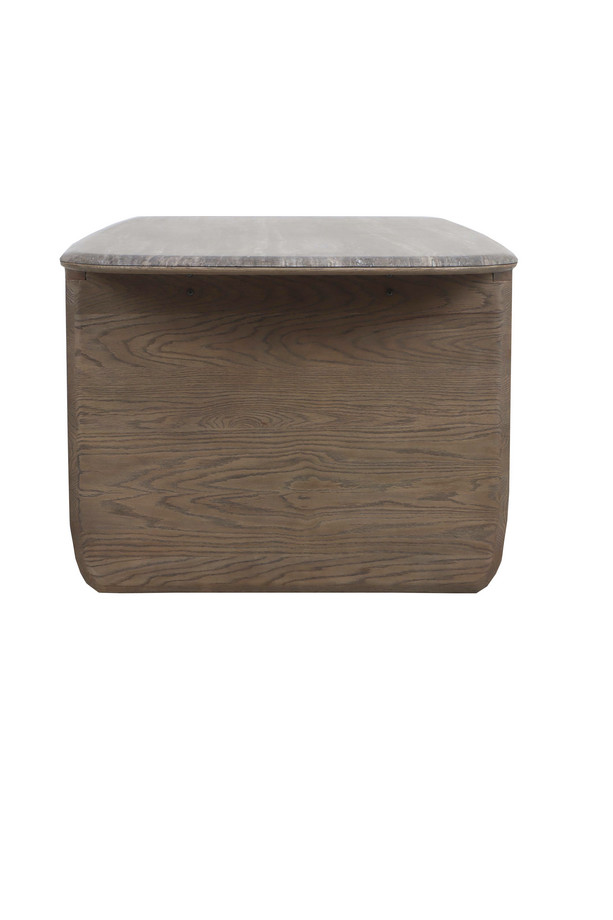 Howitt walnut oak rectangular dining table with bold panel legs, softened edges, and visible wood grain detail on a white background.