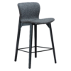 paragon-counter-stool-pebble-grey-fabric-black-stained-ash-legs Paragon counter stool upholstered in Pebble Grey fabric with black-stained ash wood legs, featuring a curved seat and backrest for modern kitchen islands and breakfast bars.