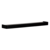 Protopia wall shelf in black stained ash veneer with a slim profile and curved ends, ideal for displaying books, artwork, photographs, and decorative accessories in modern interiors.