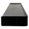 Protopia wall shelf in black stained ash veneer with a slim profile and curved ends, ideal for displaying books, artwork, photographs, and decorative accessories in modern interiors.