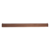 Protopia wall shelf in walnut veneer with a slim profile and curved ends, ideal for displaying artwork, books, photographs, and decorative accessories.