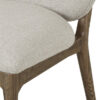 Riguel light grey upholstered dining chair with a walnut oak-coloured wooden frame, padded seat, rounded backrest, and anti-stain fabric on a white background.