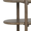 rowan-oak-console-display-shelf-180cm-zoom Rowan oak console and display shelf with three open tiers, rounded edges, and a warm wood finish. Ideal for displaying books, decorative accessories, and home décor in living rooms and hallways.