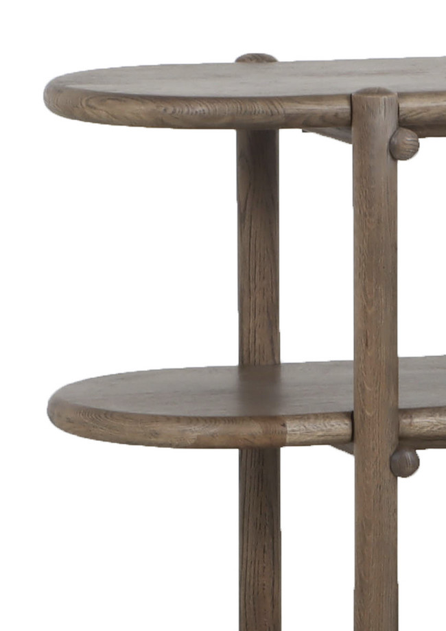 rowan-oak-console-display-shelf-180cm-zoom Rowan oak console and display shelf with three open tiers, rounded edges, and a warm wood finish. Ideal for displaying books, decorative accessories, and home décor in living rooms and hallways.