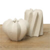 Sculptura white ceramic vase with folded sculptural detailing and textured finish, ideal for modern shelves, consoles, and decorative styling.