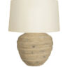 Sorrento ribbed wooden table lamp base with a rounded sculptural shape and natural wood finish, ideal for bedside tables, consoles, and living room styling.