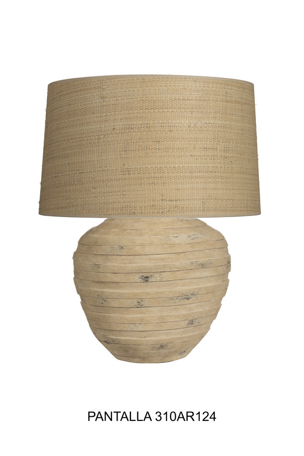 Sorrento ribbed wooden table lamp base with a rounded sculptural shape and natural wood finish, ideal for bedside tables, consoles, and living room styling.