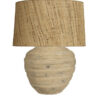 Sorrento ribbed wooden table lamp base with a rounded sculptural shape and natural wood finish, ideal for bedside tables, consoles, and living room styling.