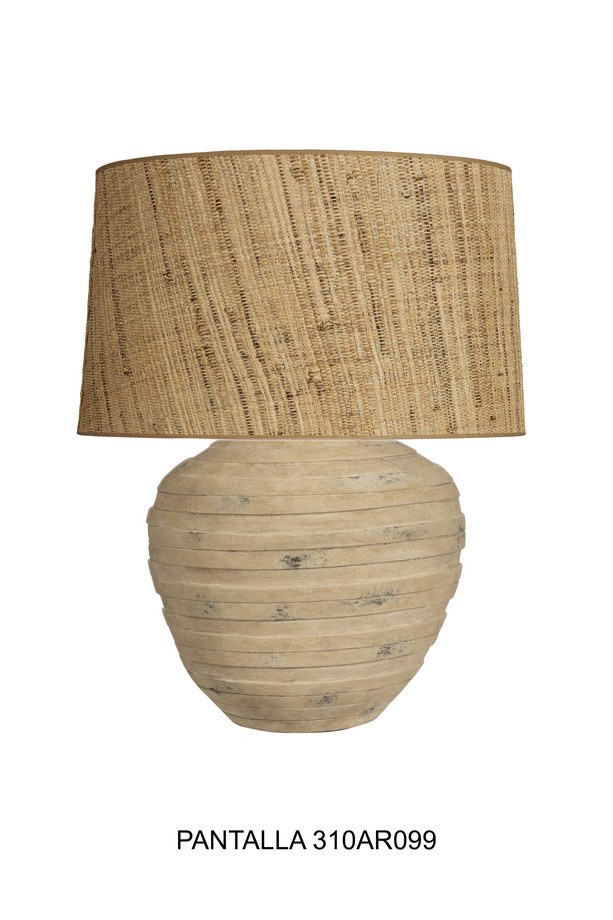 Sorrento ribbed wooden table lamp base with a rounded sculptural shape and natural wood finish, ideal for bedside tables, consoles, and living room styling.