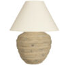 Sorrento ribbed wooden table lamp base with a rounded sculptural shape and natural wood finish, ideal for bedside tables, consoles, and living room styling.