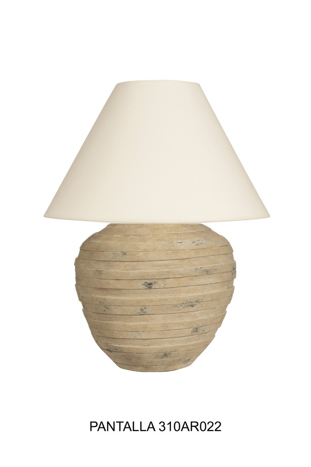 Sorrento ribbed wooden table lamp base with a rounded sculptural shape and natural wood finish, ideal for bedside tables, consoles, and living room styling.