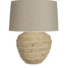 Sorrento ribbed wooden table lamp base with a rounded sculptural shape and natural wood finish, ideal for bedside tables, consoles, and living room styling.