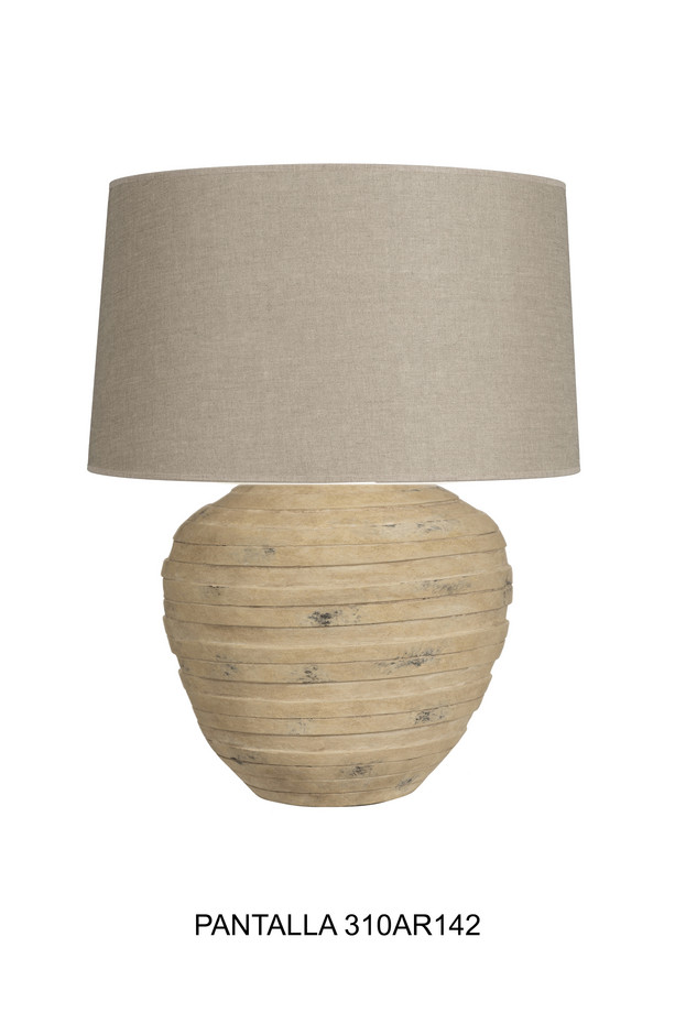 Sorrento ribbed wooden table lamp base with a rounded sculptural shape and natural wood finish, ideal for bedside tables, consoles, and living room styling.