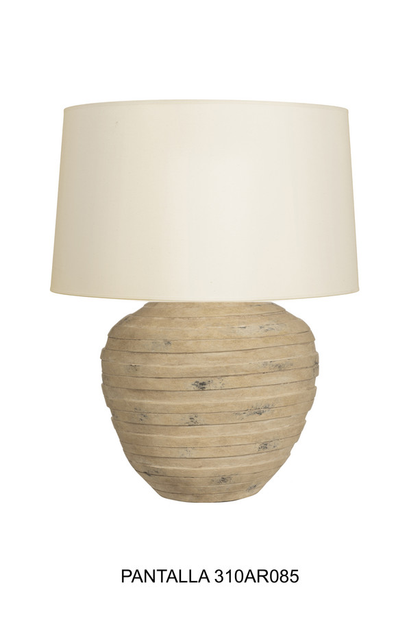 Sorrento ribbed wooden table lamp base with a rounded sculptural shape and natural wood finish, ideal for bedside tables, consoles, and living room styling.