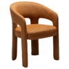 Splendor armchair upholstered in Pumpkin Spice fabric with a fully upholstered frame and sculptural curved design.