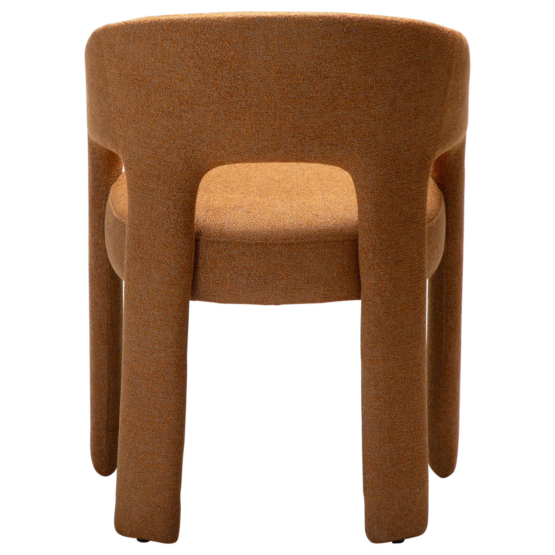 Splendor armchair upholstered in Pumpkin Spice fabric with a fully upholstered frame and sculptural curved design.