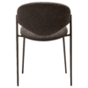 zone-dining-chair-major-brown-boucle-antique-brass-legs-back ZONE dining chair upholstered in Major Brown bouclé fabric with antique brass legs, featuring a curved Scandinavian-inspired backrest for modern dining spaces.