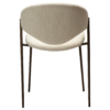 zone-dining-chair-simply-beige-boucle-antique-brass-legs-back ZONE dining chair upholstered in Simply Beige bouclé fabric with antique brass legs, featuring a curved Scandinavian-inspired backrest for modern dining spaces.