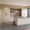 Shelter clear lacquered walnut profile handle for kitchen cabinets, drawers, wardrobes, and bespoke furniture.