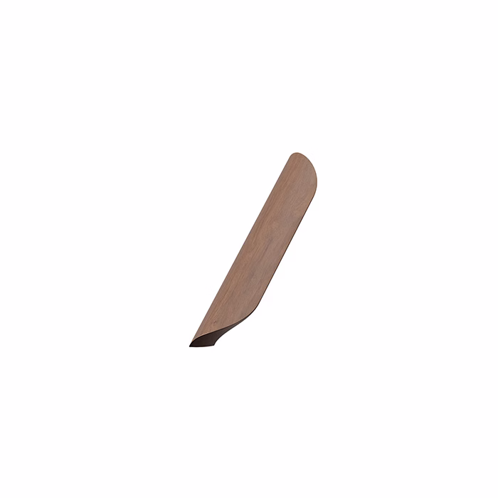 archive-handle-clear-lacquered-walnut-192cc Archive clear lacquered walnut cabinet handle with a curved Scandinavian design for kitchen cabinets, drawers, wardrobes, and bespoke furniture.