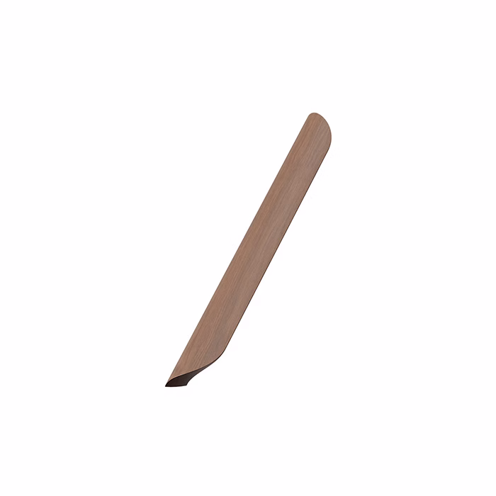 archive-handle-clear-lacquered-walnut-2x256cc Archive clear lacquered walnut cabinet handle with a curved Scandinavian design for kitchen cabinets, drawers, wardrobes, and bespoke furniture.